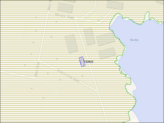 Une carte de la zone qui entoure immédiatement le bâtiment numéro 122622