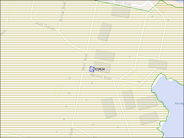 Une carte de la zone qui entoure immédiatement le bâtiment numéro 122624