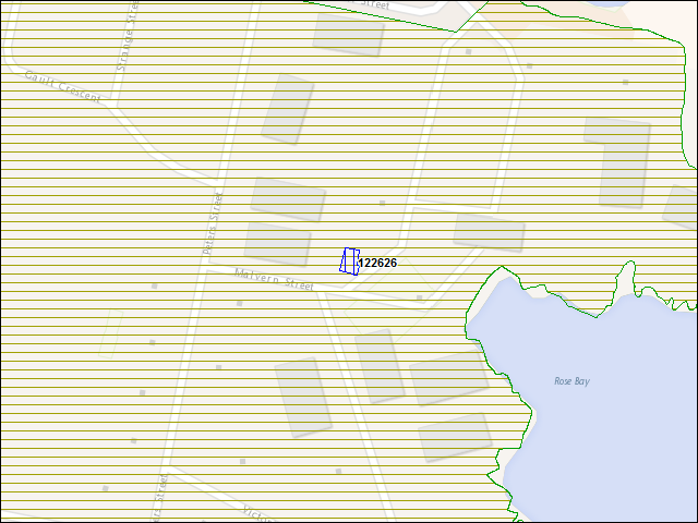 Une carte de la zone qui entoure immédiatement le bâtiment numéro 122626