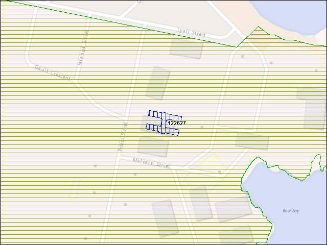 Une carte de la zone qui entoure immédiatement le bâtiment numéro 122627