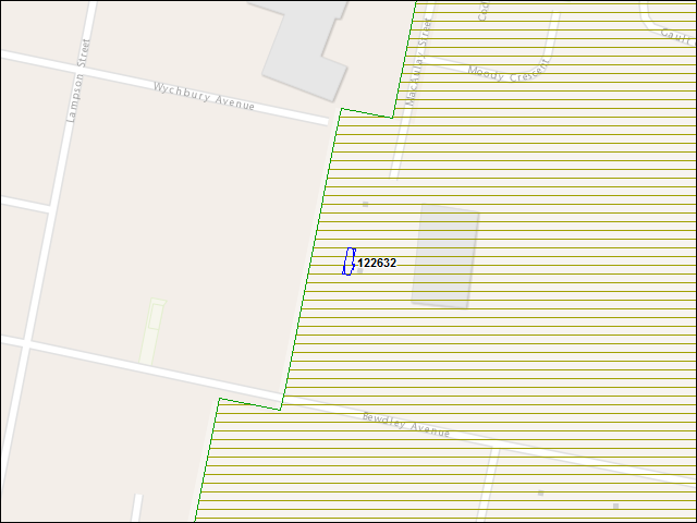 Une carte de la zone qui entoure immédiatement le bâtiment numéro 122632
