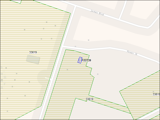 Une carte de la zone qui entoure immédiatement le bâtiment numéro 122739