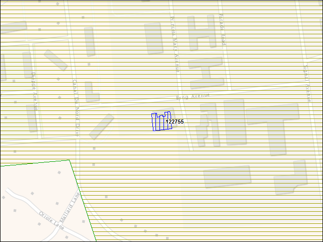 Une carte de la zone qui entoure immédiatement le bâtiment numéro 122755