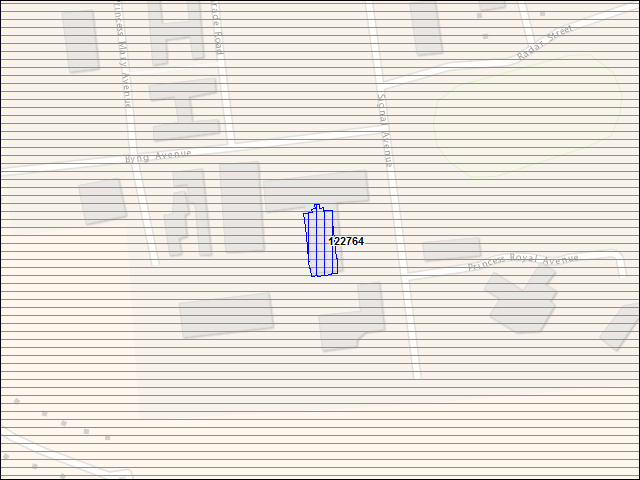 Une carte de la zone qui entoure immédiatement le bâtiment numéro 122764