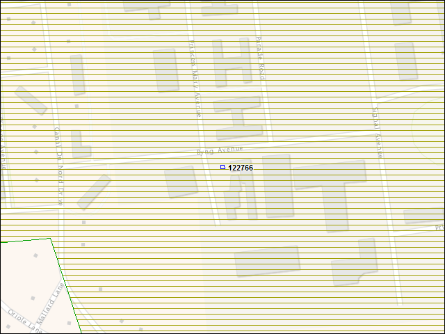 Une carte de la zone qui entoure immédiatement le bâtiment numéro 122766