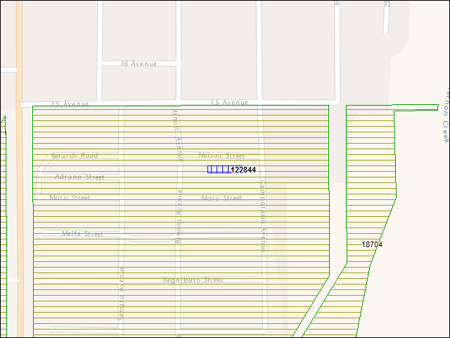 A map of the area immediately surrounding building number 122844
