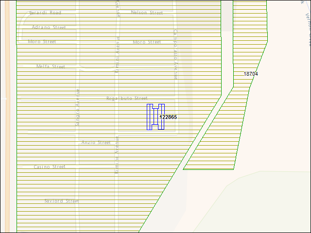 A map of the area immediately surrounding building number 122865