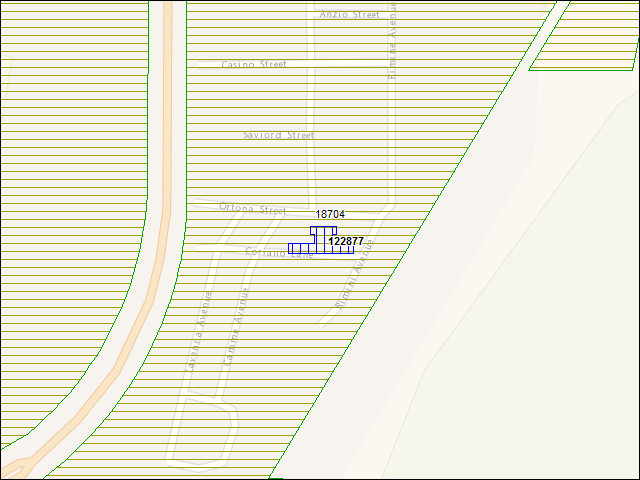 A map of the area immediately surrounding building number 122877