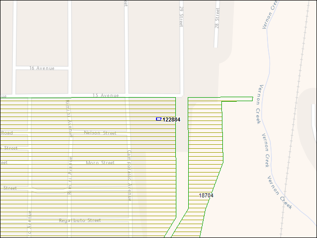 A map of the area immediately surrounding building number 122884