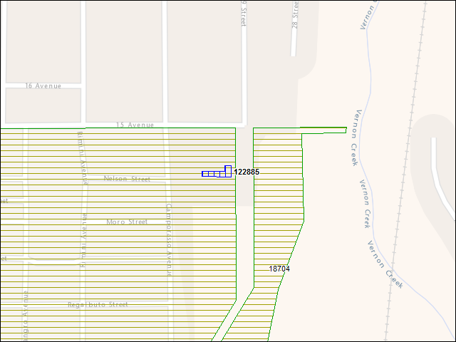 A map of the area immediately surrounding building number 122885
