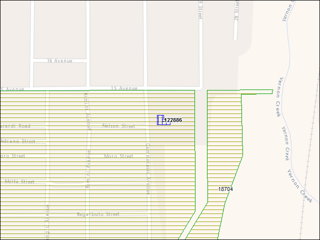 A map of the area immediately surrounding building number 122886