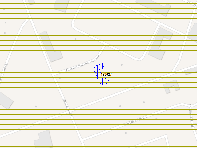 Une carte de la zone qui entoure immédiatement le bâtiment numéro 123027
