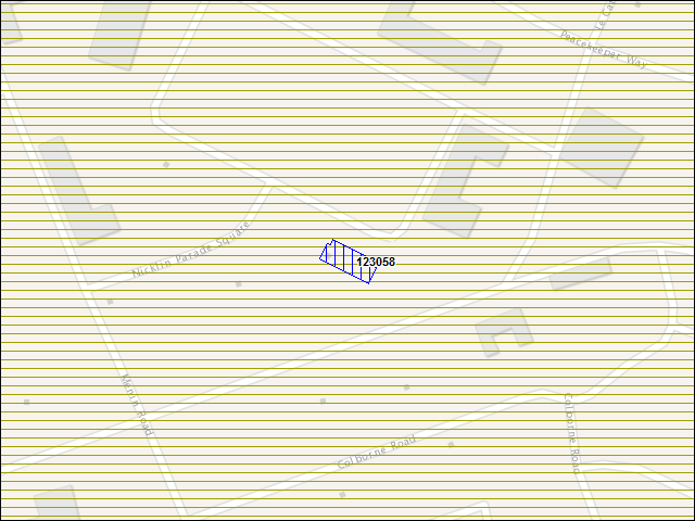 Une carte de la zone qui entoure immédiatement le bâtiment numéro 123058