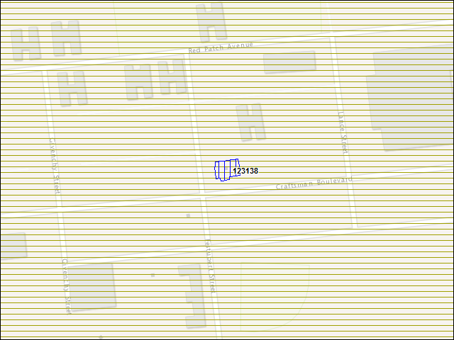 Une carte de la zone qui entoure immédiatement le bâtiment numéro 123138