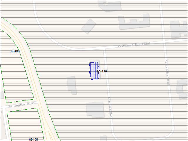 Une carte de la zone qui entoure immédiatement le bâtiment numéro 123148