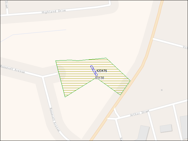 A map of the area immediately surrounding building number 123175