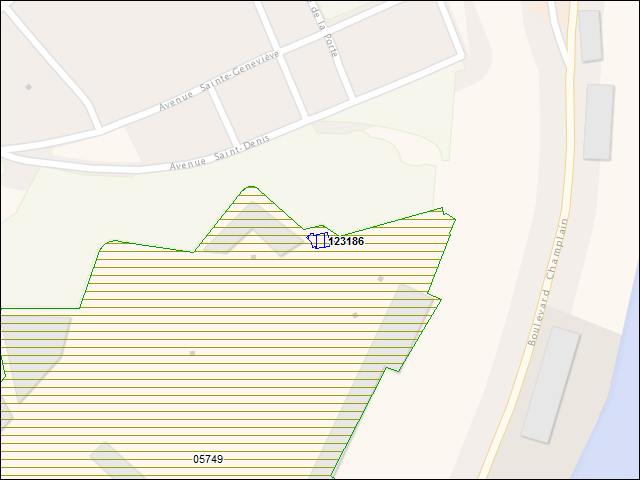 A map of the area immediately surrounding building number 123186