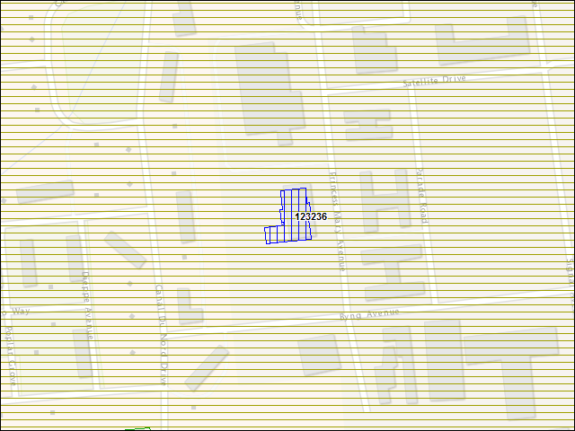 Une carte de la zone qui entoure immédiatement le bâtiment numéro 123236