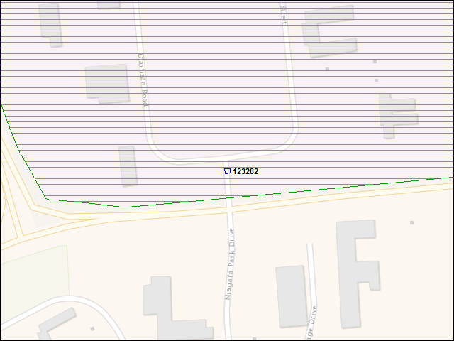 Une carte de la zone qui entoure immédiatement le bâtiment numéro 123282