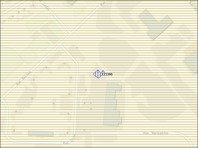 Une carte de la zone qui entoure immédiatement le bâtiment numéro 123395