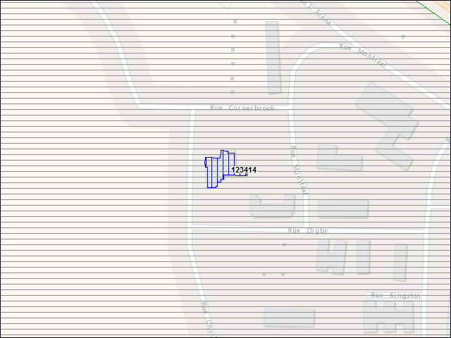 Une carte de la zone qui entoure immédiatement le bâtiment numéro 123414