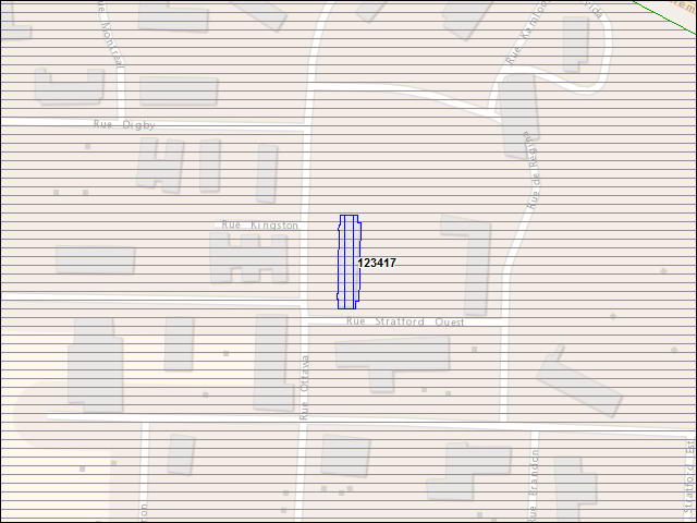 Une carte de la zone qui entoure immédiatement le bâtiment numéro 123417