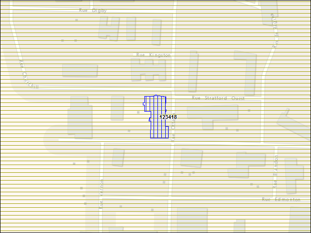Une carte de la zone qui entoure immédiatement le bâtiment numéro 123418