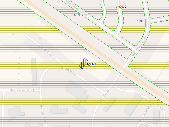 A map of the area immediately surrounding building number 123435