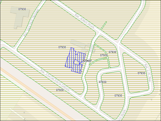 A map of the area immediately surrounding building number 123437