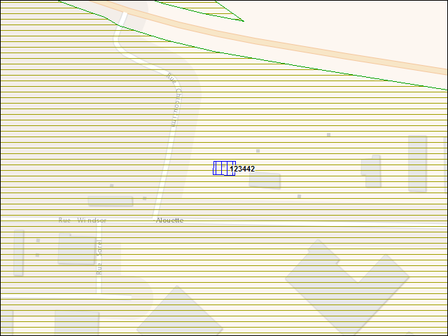 A map of the area immediately surrounding building number 123442