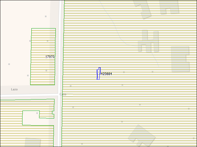 Une carte de la zone qui entoure immédiatement le bâtiment numéro 123551