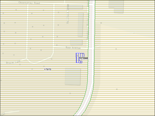 Une carte de la zone qui entoure immédiatement le bâtiment numéro 123560