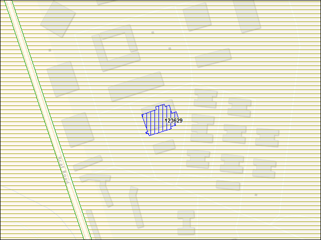 Une carte de la zone qui entoure immédiatement le bâtiment numéro 123629