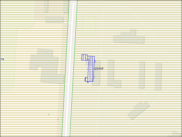 Une carte de la zone qui entoure immédiatement le bâtiment numéro 123717