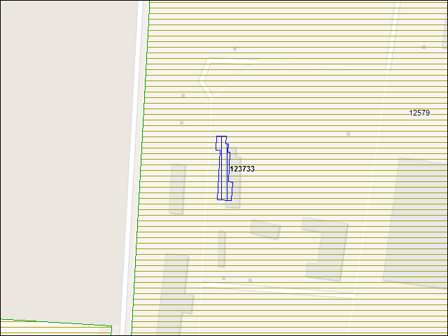 Une carte de la zone qui entoure immédiatement le bâtiment numéro 123733