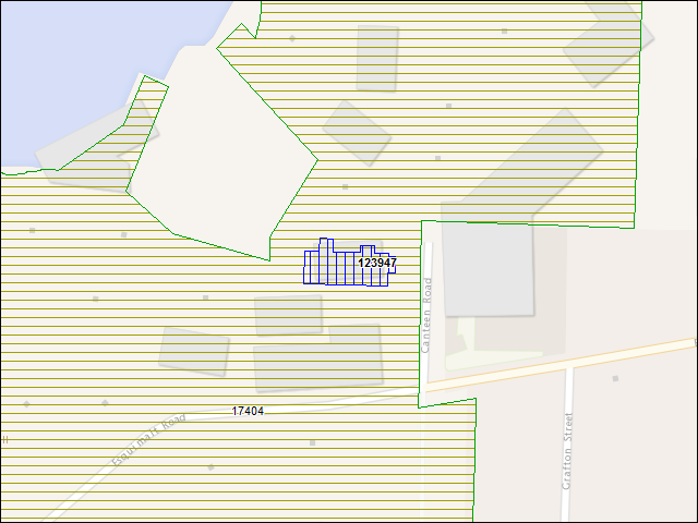 A map of the area immediately surrounding building number 123947