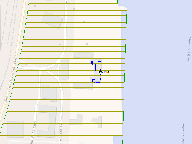 Une carte de la zone qui entoure immédiatement le bâtiment numéro 124284