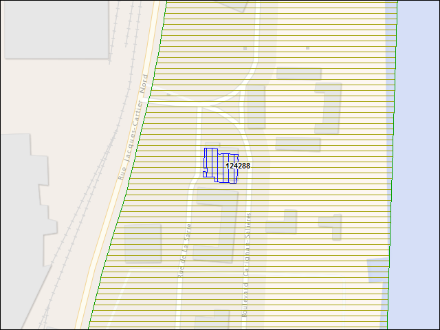 Une carte de la zone qui entoure immédiatement le bâtiment numéro 124288