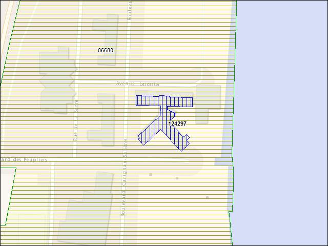 Une carte de la zone qui entoure immédiatement le bâtiment numéro 124297