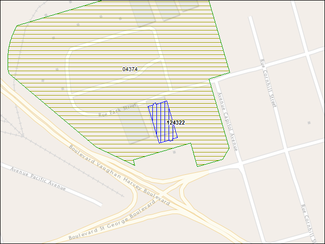 A map of the area immediately surrounding building number 124322