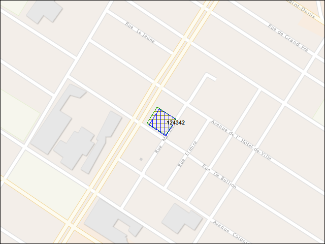 A map of the area immediately surrounding building number 124342
