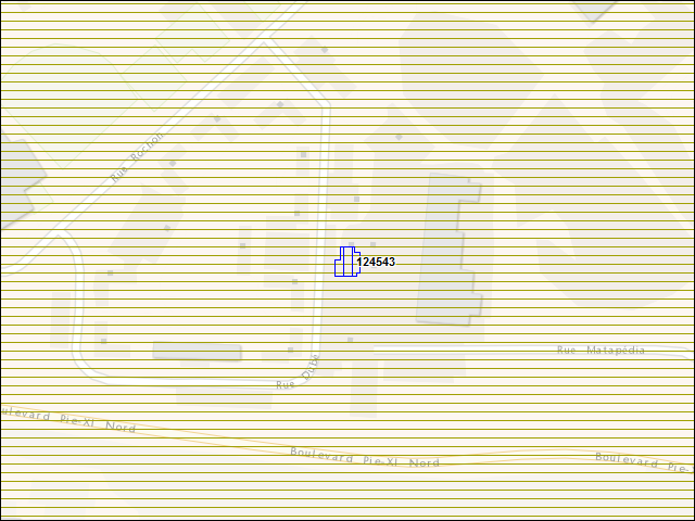Une carte de la zone qui entoure immédiatement le bâtiment numéro 124543