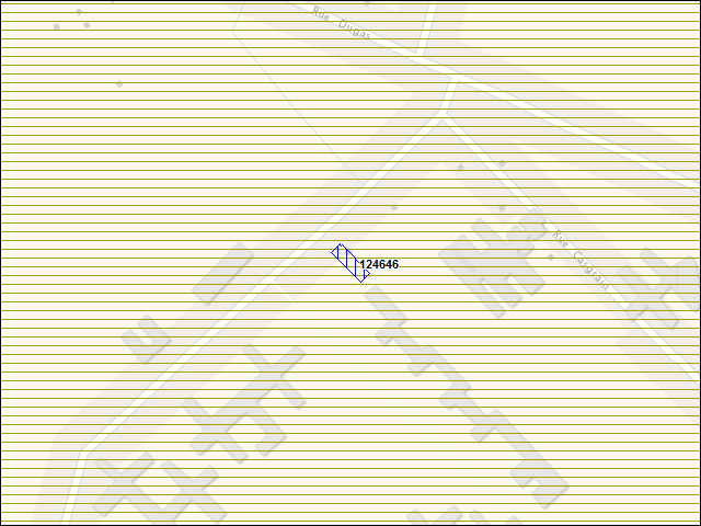 Une carte de la zone qui entoure immédiatement le bâtiment numéro 124646