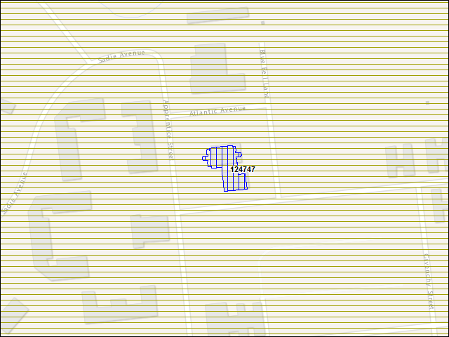 Une carte de la zone qui entoure immédiatement le bâtiment numéro 124747