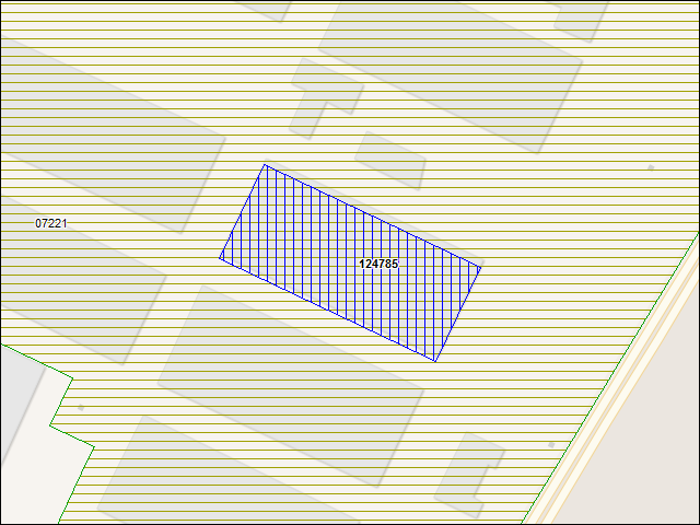 Une carte de la zone qui entoure immédiatement le bâtiment numéro 124785