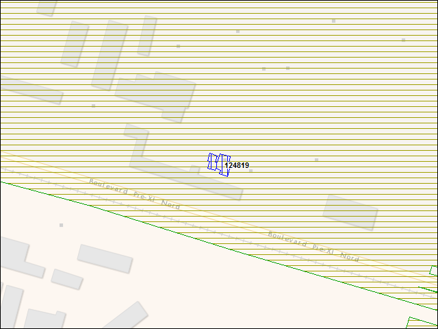 Une carte de la zone qui entoure immédiatement le bâtiment numéro 124819