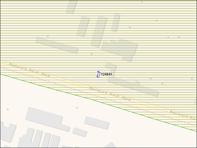 Une carte de la zone qui entoure immédiatement le bâtiment numéro 124841
