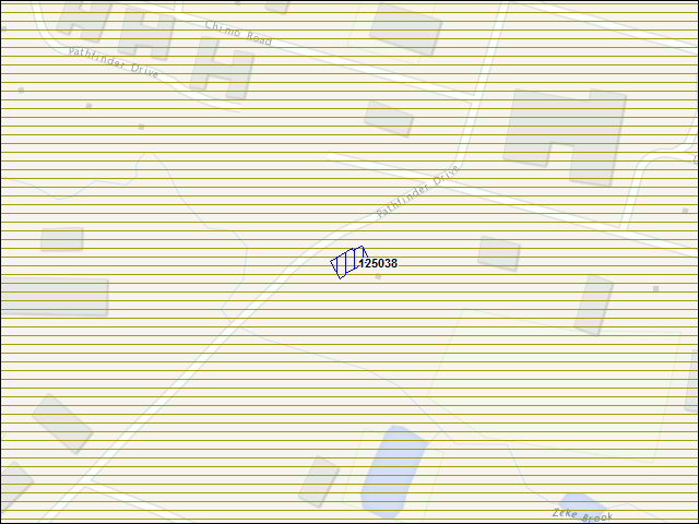 Une carte de la zone qui entoure immédiatement le bâtiment numéro 125038