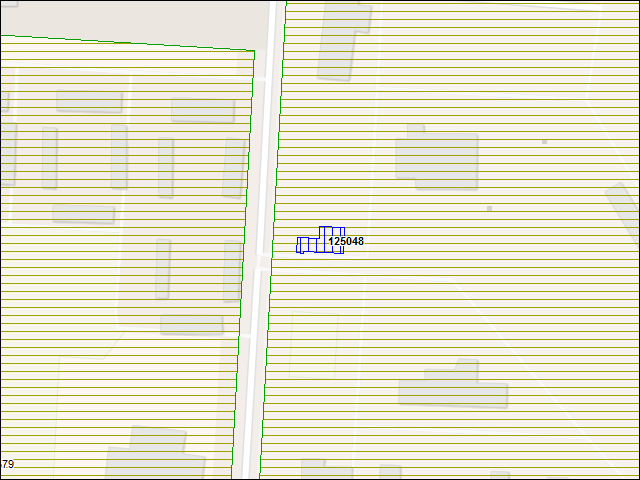 Une carte de la zone qui entoure immédiatement le bâtiment numéro 125048