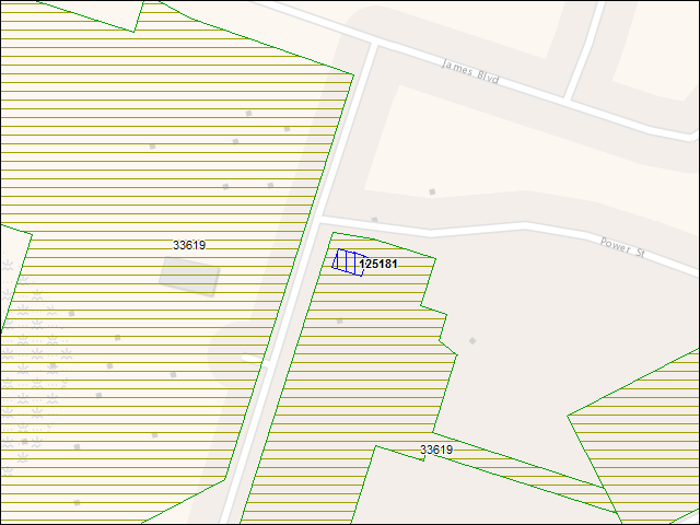Une carte de la zone qui entoure immédiatement le bâtiment numéro 125181